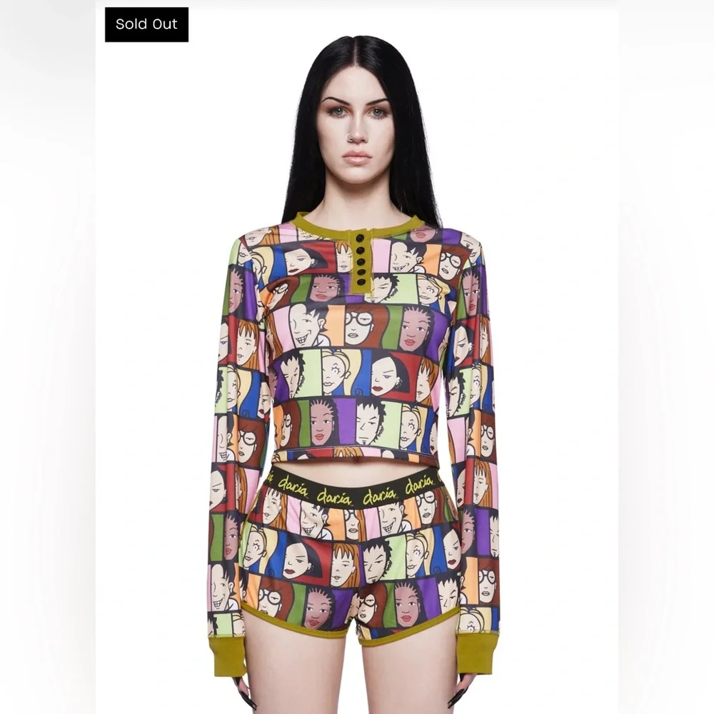 ✨🆕BNWT!Dolls Kill X Daria Character Shorts PJ Set!Sz Sm!SOLD OUT!RARE!✨ - Picture 2 of 6
